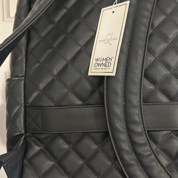 NWT Sandy Lisa St. Tropez faux Leather Black Backpack - Picture 9 of 11